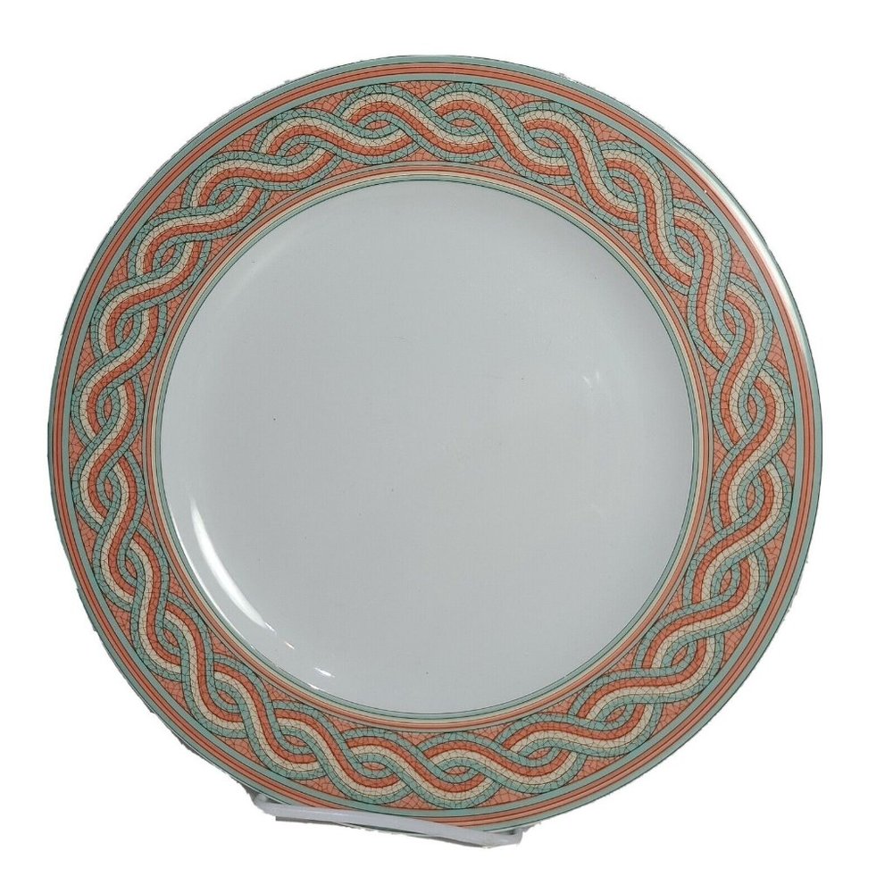 Rosenthal 11.75" Charger Platter Large plate Round coral turquoise tile trim
